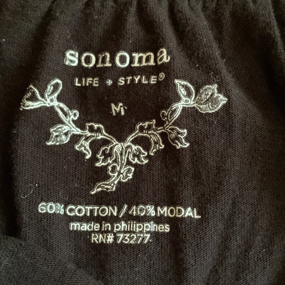 Sonoma black dress.  Above the knee.  Size Medium.  3/4 length sleeves. - Picture 3 of 4